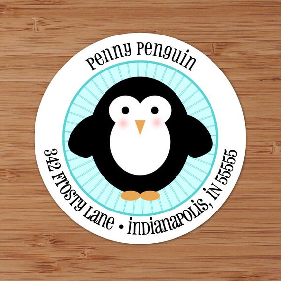 Cute Penguin CUSTOM Address Labels or Stickers | Etsy