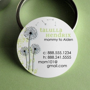 Dandelion 50 CUSTOMIZABLE Round Calling Cards/ Business Cards/ Tags in Tin image 2