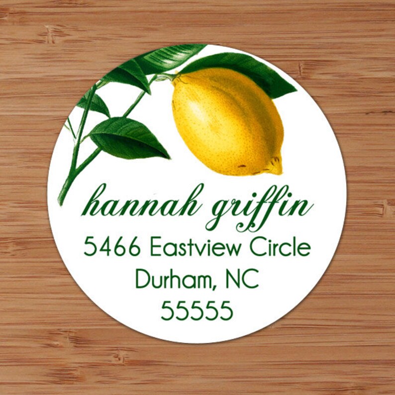 Set of 8 CUSTOM Personalized Flat Note Cards Stationery Summer Lemon