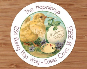 Vintage Easter Chick - CUSTOM Address Labels or Stickers