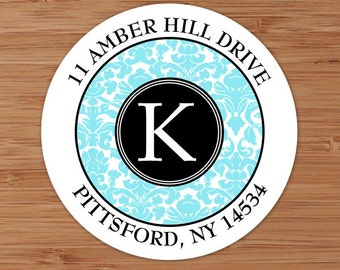 Damask Initial Custom Personalized Address Labels or Stickers