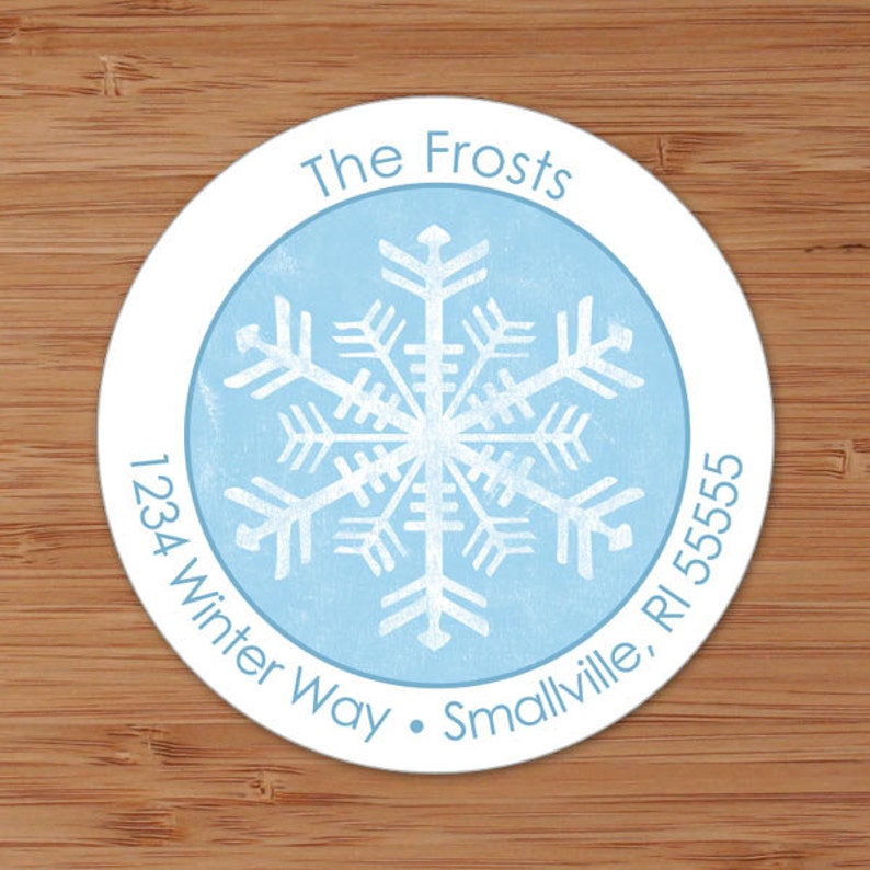 Shabby Snowflake CUSTOM Christmas Address Labels or Stickers