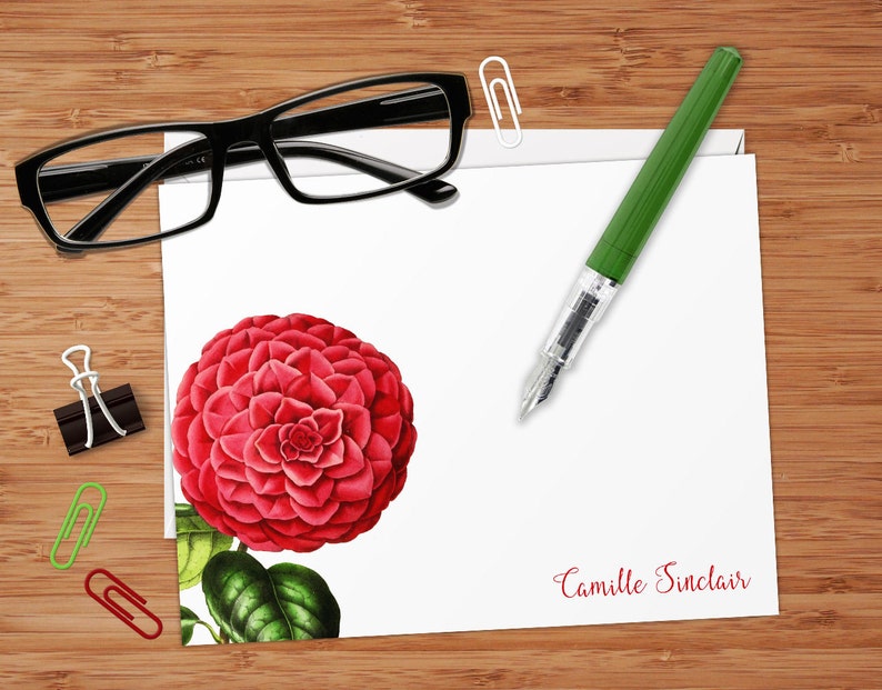 Custom Address Labels or Stickers Red Camellia