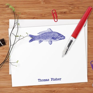 Vintage Cod Fish - Set of 8 CUSTOM Personalized Flat Note Cards/ Stationery