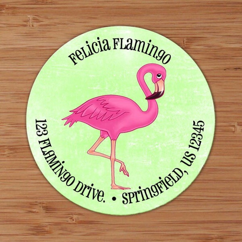 Pink Flamingo Custom Address Labels or Stickers image 1