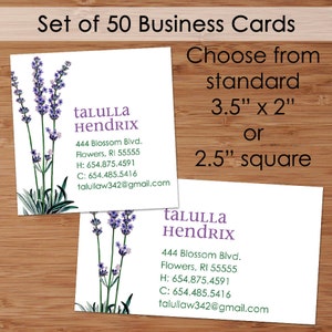 Lavender Botanical - 50 CUSTOM Business or Calling Cards