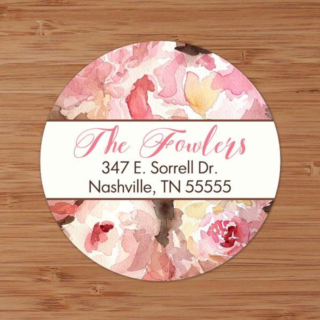 Pearlized Address Label Watercolor Peonies - Custom Address Labels or Stickers - Etsy
