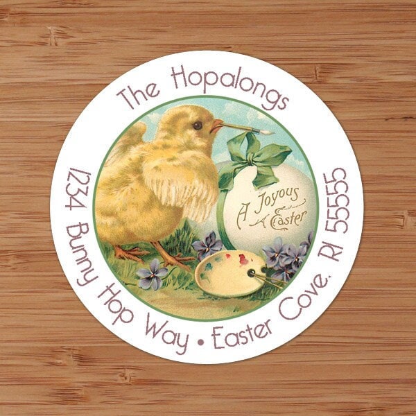 Chick Address Labels Vintage Easter Chick - CUSTOM Address Labels or Stickers - Etsy