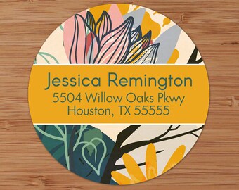 Modern Abstract Cream Floral - Custom Address Labels or Stickers