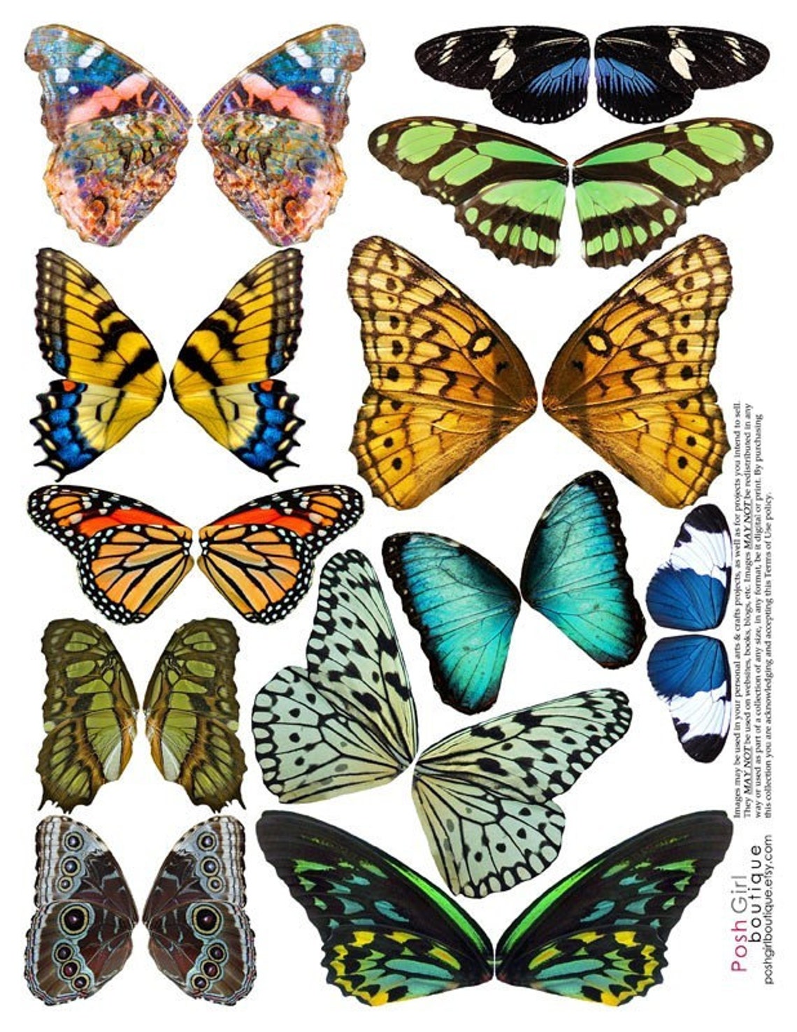 Butterfly Wings 2 Digital Collage Sheet Mixed Media Altered Etsy