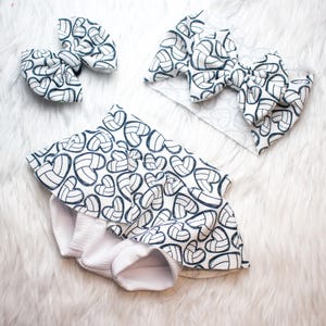 Volleyball Skirted Bummie, Volleyball  Bow and Head Wrap, Baby shower gift, Coming Home Sport clothes