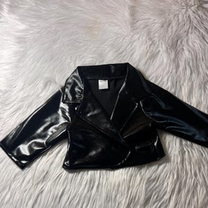 Blouson en cuir pour bébé, Blouson bébé en similicuir, Blouson bébé en cuir synthétique noir