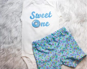 Boy Sweet One Birthday Shorts.  Blue Sprinkle Boy Shorts, Boy First and second Birthday