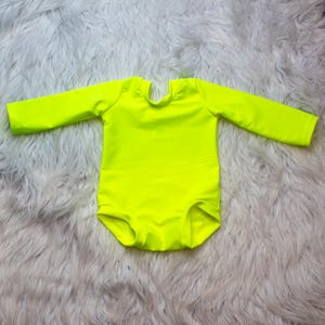Neon Yellow Leotard, Baby Leotard, no snaps, sleeveless or short sleeve variations