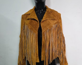 Brown Suede Fringe Jacket Women | Handmade Western Cowgirl Coat