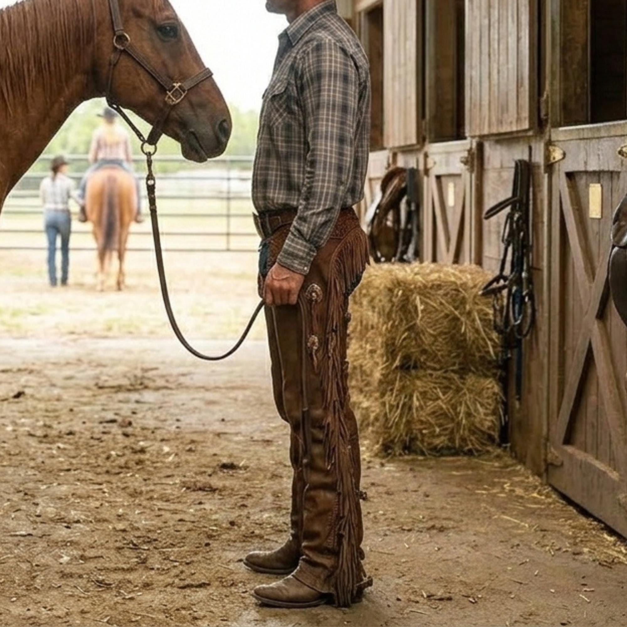 Cowhide Rodeo Chaps Handmade Genuine Leather Chaps Cowhide Rodeo Gear Western Horse Riding ...