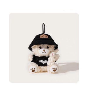 Original Design Bunny & Bear Plush Keychain – Cute High-End Bag Charm for Backpack, Purse, or Couple Gift