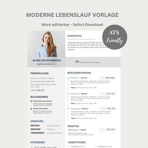 Carta de presentación de solicitud moderna y profesional DIN 5008 Plantilla de CV Plantilla de solicitud Compatible con ATS Editable