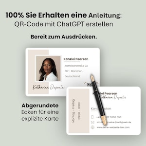 Modèle de carte de visite élégant avec code QR Carte de visite imprimable moderne, téléchargement instantané, DIY, sans Canva et sans inscription, Powerpoint