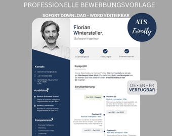 ATS-Friendly Resume Template Bundle – Resume + Cover Letter + Cover Page (Editable Word Job Application Template)