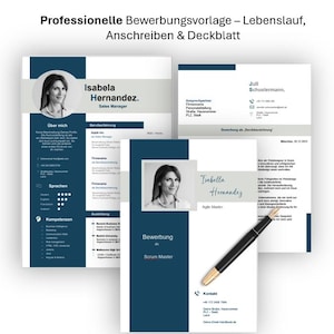 German CV template | Application template with cover letter and cover sheet | Modern CV Word design with 100 AI prompts Word RESUME