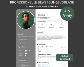 Modern Resume Template | CV + Cover Letter + Cover Page | ATS Friendly Word Template | Job Application Bundle with 100 AI Prompts