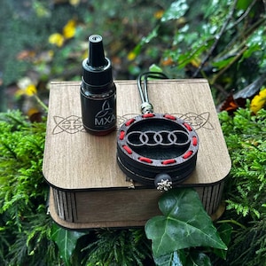 Ambientador de madera para coche Audi | Difusor de madera recargable | Regalo para conductor | Accesorio para coche hecho a mano