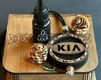KIA Wooden Car Air Freshener | Refillable Wood Diffuser | Gift for Driver | Handmade Car Accessory