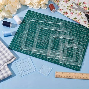 Fyrkantig quiltlinjal, 6 st, transparent guide, för gör-det-själv-pyssel, lapptäcke, broderi, tygskärning, klädsömnad, sömnad