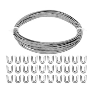 May include: A continuous coil of silver-toned snake chain wire secured with two white plastic ties, accompanied by thirty individual silver-toned U-shaped metal crimp ends arranged in three neat rows of ten pieces each on a plain white background.