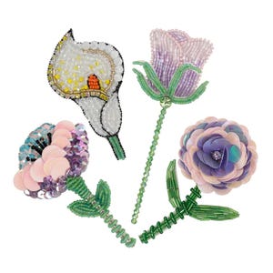 Pärlbesatta rosblommor, glänsande blomapplikation för sömnad av kläder, väskor och accessoarer