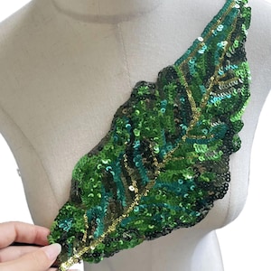 Iron-on Sequined Leaf Design Patch, Shiny Applique for Clothing, Costumes, Bags, Jackets, Hats, Iron-on DIY Craft Projects Embellishment