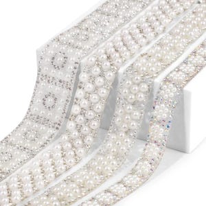 Perlen Strassband, 1 Yard, glänzendes Kristallverzierungsband für DIY Fashion, Brautkleid, Hochzeitskleid Dekoration, Nähprojekte
