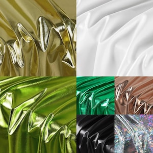 Glossy Spandex Bronzing Fabric, Stretch Metallic Foil Fabric, Flexible, for DIY Costumes, Dancewear, Outfits, Swimwear, Dresses, Cosplay