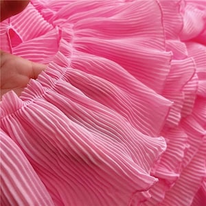 Chiffon Ruffled Lace Trim, 12cm 1yard, Deep Pink Dense Pleated Lace for Princess Dresses, Dolls, Skirts, and Children&#39;s Sewing Accessories