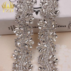 Rhinestone Crystal Applique Trim, 1yard 3.4cm, Hotfix Beaded Lace, Wedding Dress Sash, Bridal Headband, Sewing Decoration for Gowns & Crafts