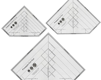 Pineapple Trim Tool, 3pcs, Acrylic Measuring Ruler, Quadrate Design, for DIY Craft, Patchwork, Embroidery, Fabric Cutting, Sewing Supplies