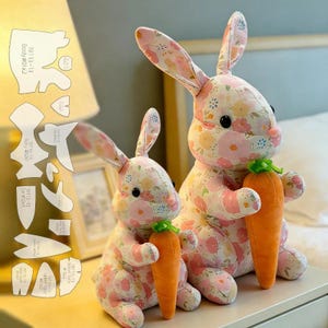 Easter Rabbit Template, 13pcs, 11-18in, Acrylic Stencil for DIY Craft, Fabric Cutting, Kids Craft Project, Toys Sewing Pattern