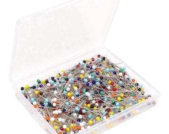 Épingles à coudre tête en verre, 500 pièces, multicolore, acier droit pour couture, couture, création de bijoux, projets de tissu, outils de couture bricolage