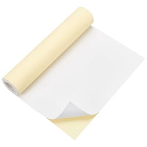 May include: A roll of cream-colored paper with a white sheet partially unrolled. The paper is likely for crafts, wrapping, or other creative projects. The background is plain white.