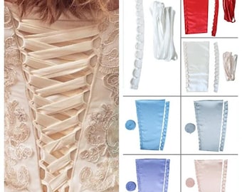 Satin Lace-up Ribbon, 3pcs, Adjustable Fit Tightening, for Wedding Dress, Clothing Top, Skirt, Costume Zipper Replacement, Party Decoration
