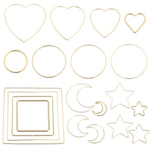 Metall Creolen Set, 4er Set, verschiedene Formen, Gold Reifen für Hochzeitskränze, Basteln, Windspiele, Traumfänger und hängende Dekorationen