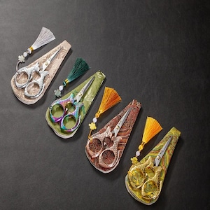 Tijeras de coser de acero con borla, hoja afilada, mango de pez para proyectos de manualidades, cortar bolsitas de té, recortar, costura, herramienta de bordado