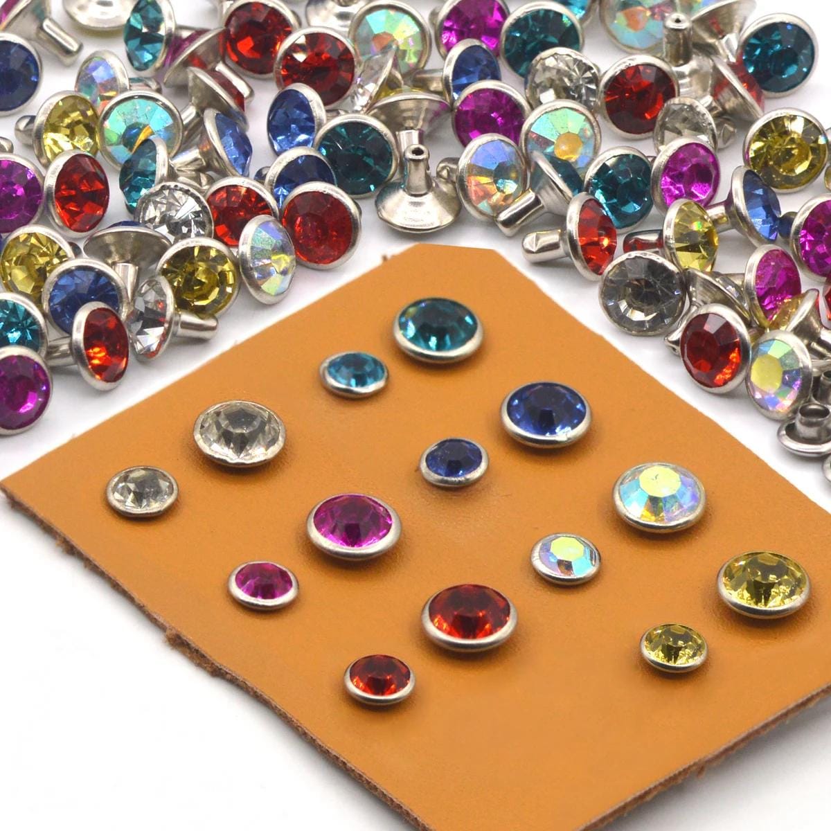 Crystal Rhinestone Rivet, 100pcs, for Handmade Leather Bag, Belts, Shoes, Clothing Applique, DIY Craft Project