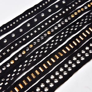 Rivet Ribbon Trim, 5 Yards, Black Punk Style for Dresses, Collar, Hem, Costumes Overlay, and DIY Craft Decorations, Sewing Embellishments