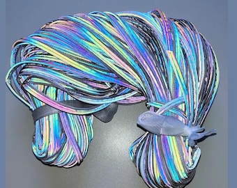 Rainbow Reflective Strip Trim, 5 Meters, 10mm, Safety Ribbon for DIY Crafts, Sewing Night Visibility Jacket, Outdoor Clothing Warning Supply