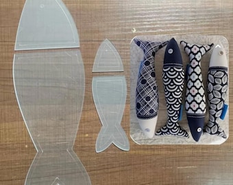 Fish Quilting Template, 4pcs, Durable Acrylic Stencil, DIY Sewing, Patchwork Tool Fabric Cutting, Pendant Animal Shaping