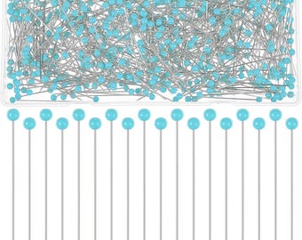 Épingles à coudre droites, 500 pièces, Épingles à courtepointe 1,75 po. avec têtes en verre colorées, Couturière en acier inoxydable pour tissus, Fournitures pour tailleur