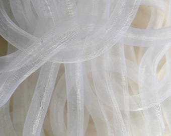 White Tubular Crinoline Braid, 20 Yards, 20mm, Plain Tube Crin Trim for DIY Crafts, Headwear, Corset, Dress Decoration Sewing