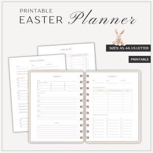 Printable Easter Planner | Easter expense tracker | Easter Meal Planner | Easter Holiday Organizer | Egg Hunt, Meals, Budget & Activities